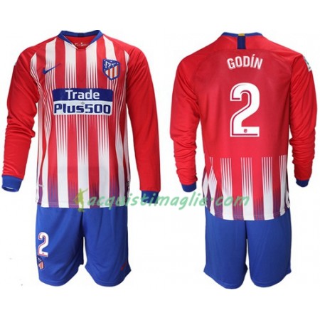 Divisa di Calcio Atlético Madrid Godin 2 Bambino Prima 2018/2019 Manica Lunga